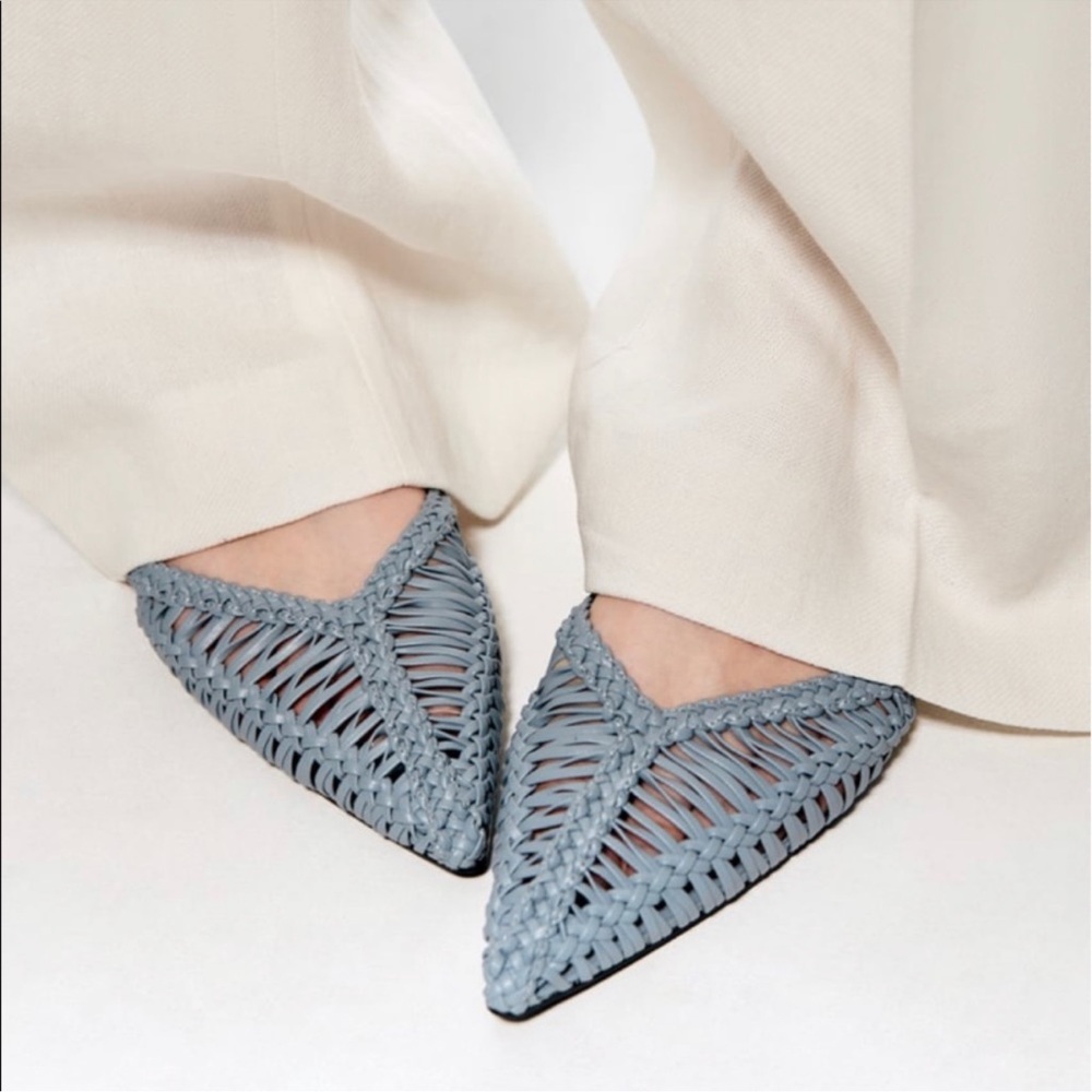 Zara woven slingback flats blue NWT - Picture 7 of 8
